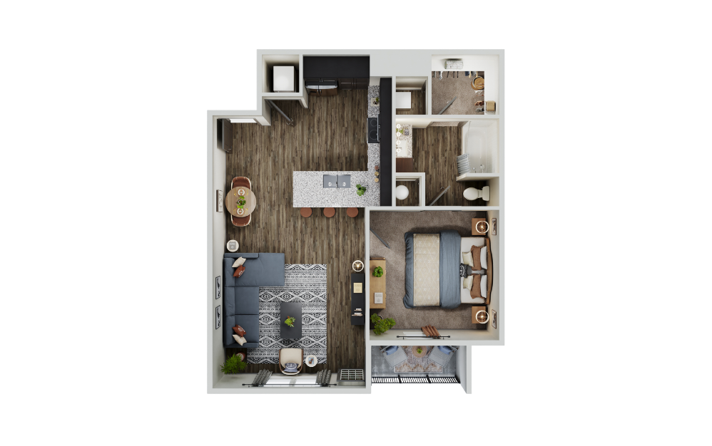 Amarillo - 1 bedroom floorplan layout with 1 bathroom and 799 square feet