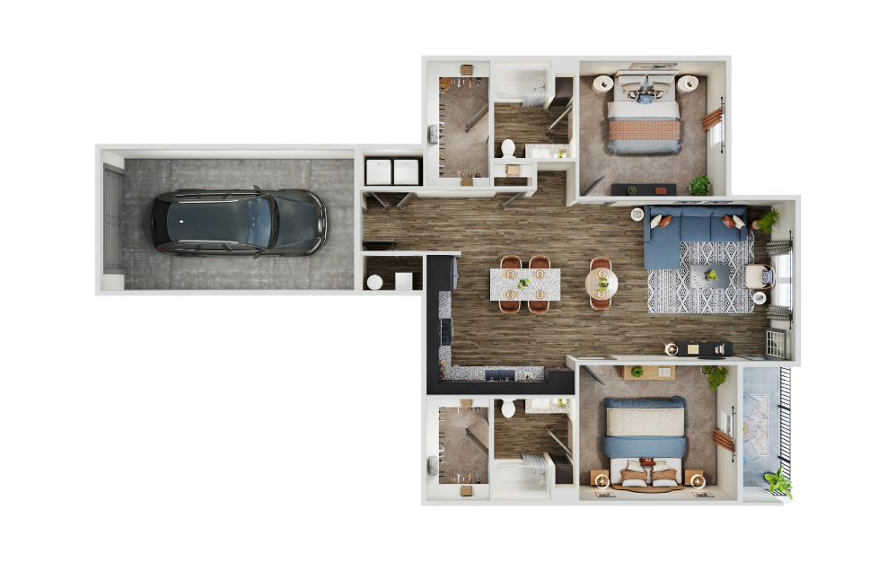 Argyle - 2 bedroom floorplan layout with 2 bathrooms and 1236 square feet