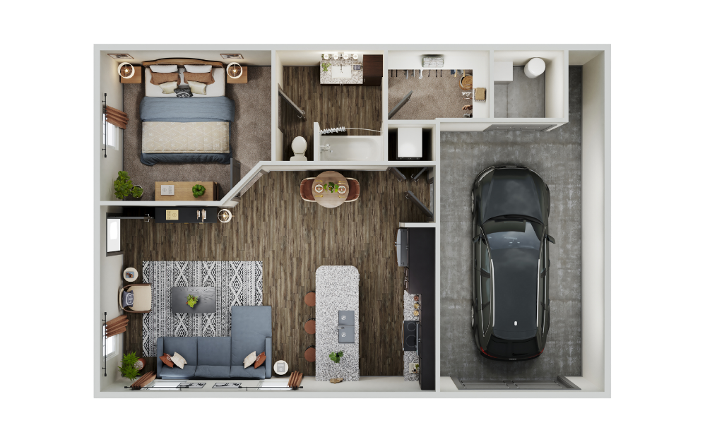 Arlington - 1 bedroom floorplan layout with 1 bathroom and 770 square feet