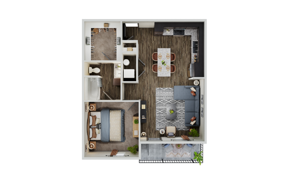 Chandler - 1 bedroom floorplan layout with 1 bathroom and 778 square feet