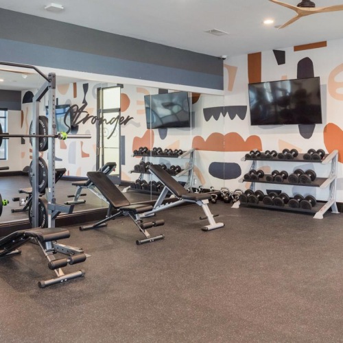 a room with exercise equipment